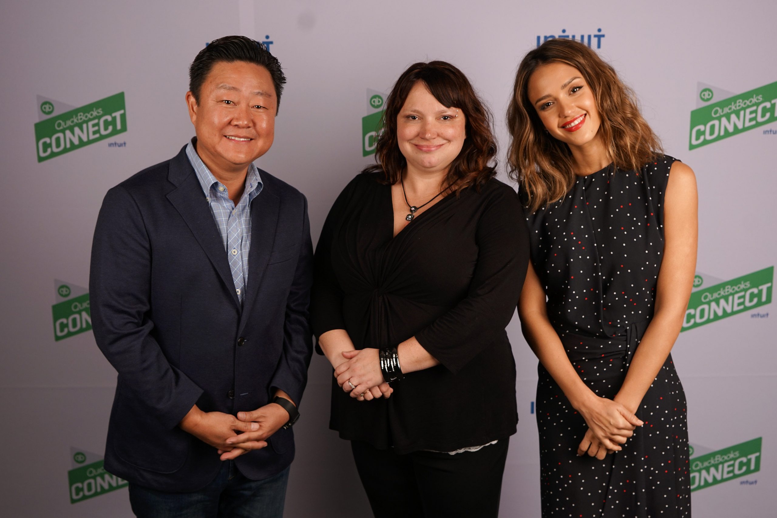 Melissa with Jessica Alba and Brian Lee at QB connect 2015